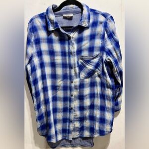 Hydraulic Blue and White Plaid Casual Shirt